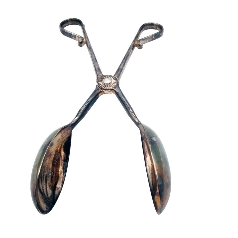 Salad Serving Tongs Silver Plated Metal Vintage 10 In Unbranded Kitchen Utensils